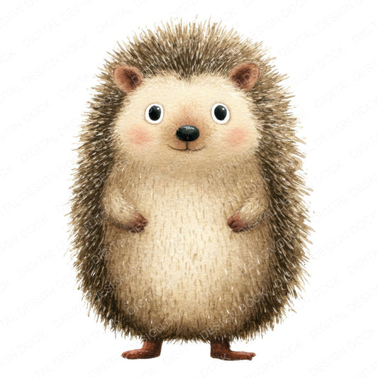 Woodland Hedgehog Character fussy cut sheet in A4 format showing all 12 designs on one printable page