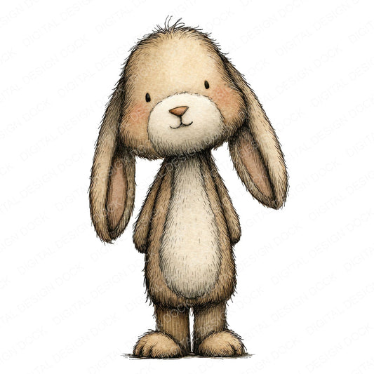 Woodland Rabbit Character fussy cut sheet in US Letter format showing all 12 designs on one printable page