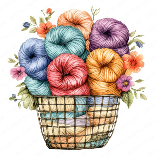 Wool Basket with Florals fussy cut sheet in A4 format showing all 12 designs on one printable page