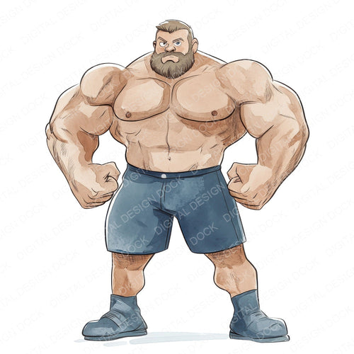 Single Worlds Strongest Man Watercolour clipart design shown full size