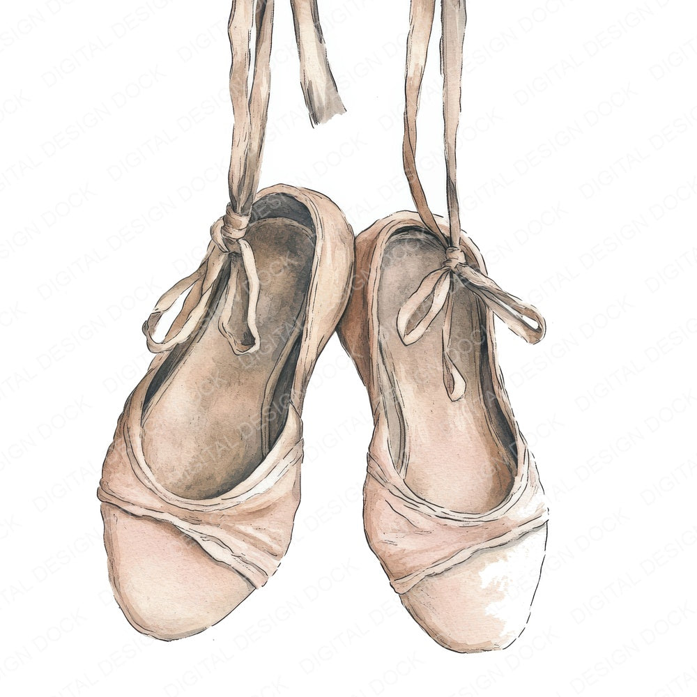 Worn Ballet Slippers fussy cut sheet in A4 format showing all 12 designs on one printable page