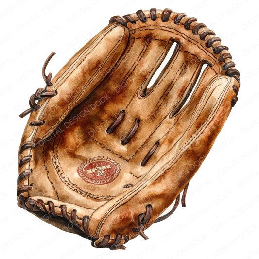 Worn Baseball Glove fussy cut sheet in A4 format showing all 12 designs on one printable page