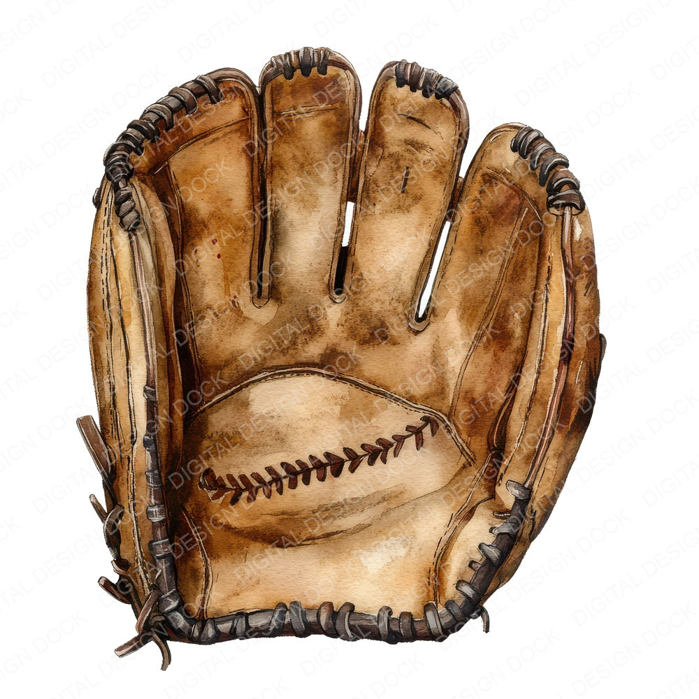 Worn Baseball Glove fussy cut sheet in US Letter format showing all 12 designs on one printable page