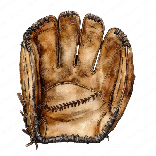 Worn Baseball Glove fussy cut sheet in US Letter format showing all 12 designs on one printable page