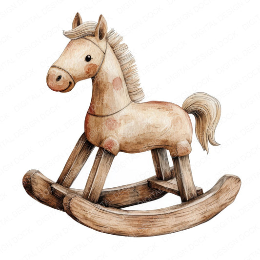 Worn Rocking Horse fussy cut sheet in A4 format showing all 12 designs on one printable page