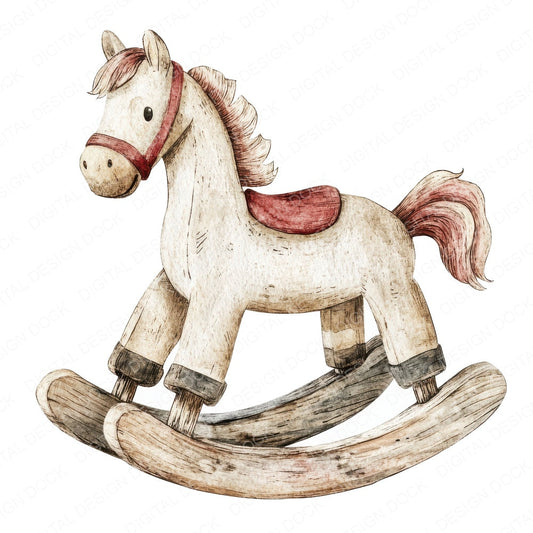 Worn Rocking Horse Clipart Set (DDD007592)