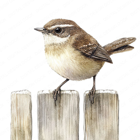 Wren on a Fence fussy cut sheet in US Letter format showing all 12 designs on one printable page