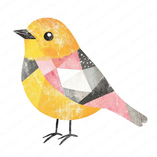 Yellow Patch Bird fussy cut sheet in US Letter format showing all 12 designs on one printable page