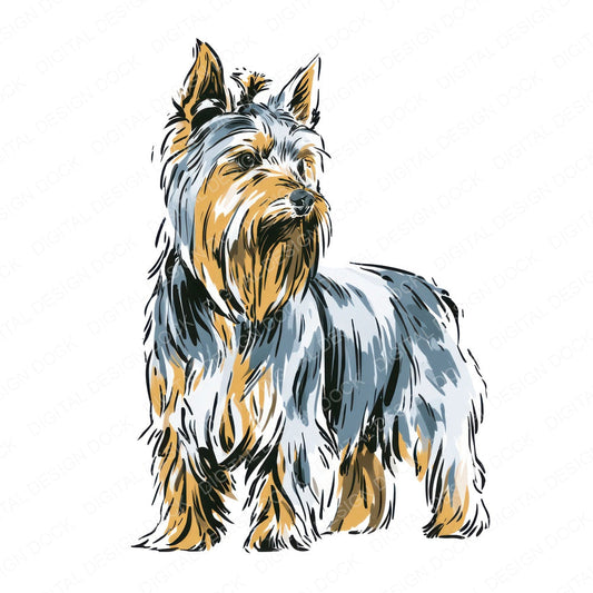 Single Yorkshire Terrier Watercolour Dog clipart design shown full size