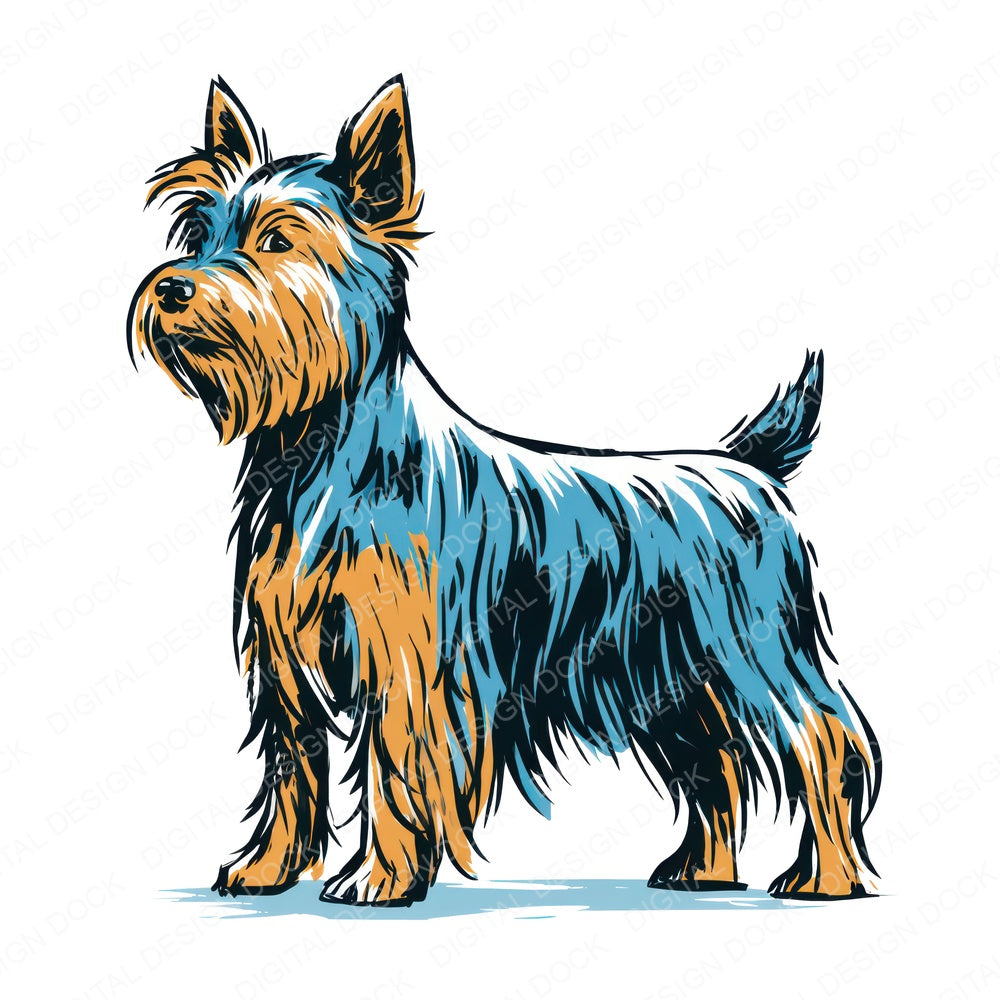 Another Yorkshire Terrier Watercolour Dog design shown full size