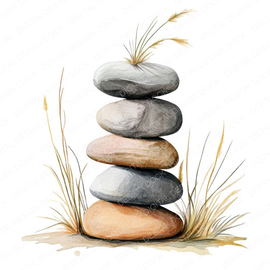 Zen Stone Stack fussy cut sheet in US Letter format showing all 12 designs on one printable page