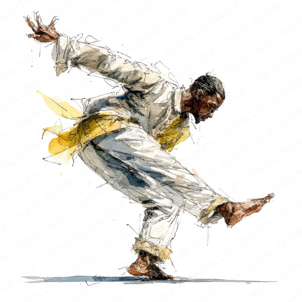 Capoeira performer fussy cut sheet in US Letter format showing all 12 designs on one printable page