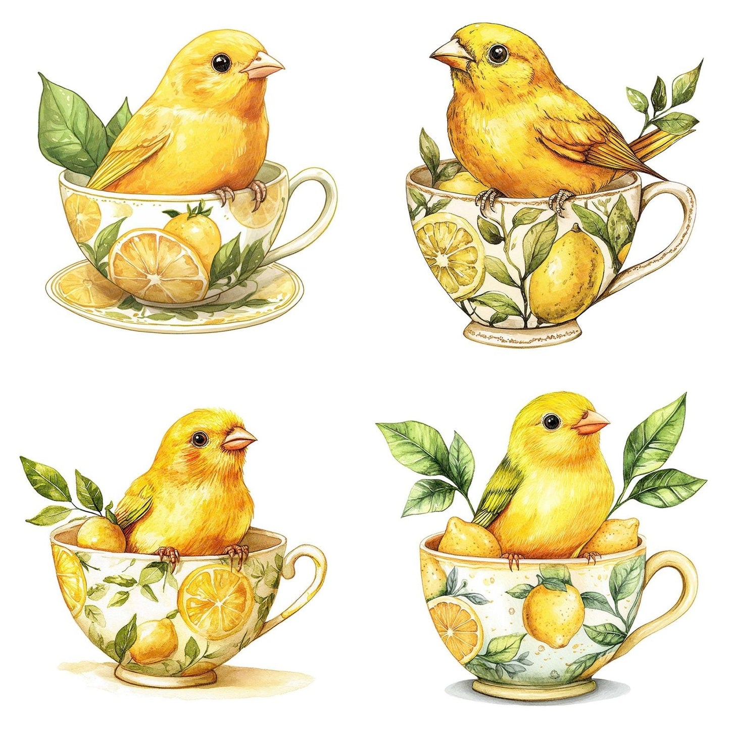 Canary in Lemon Teacup Clipart Set (DDD004794)