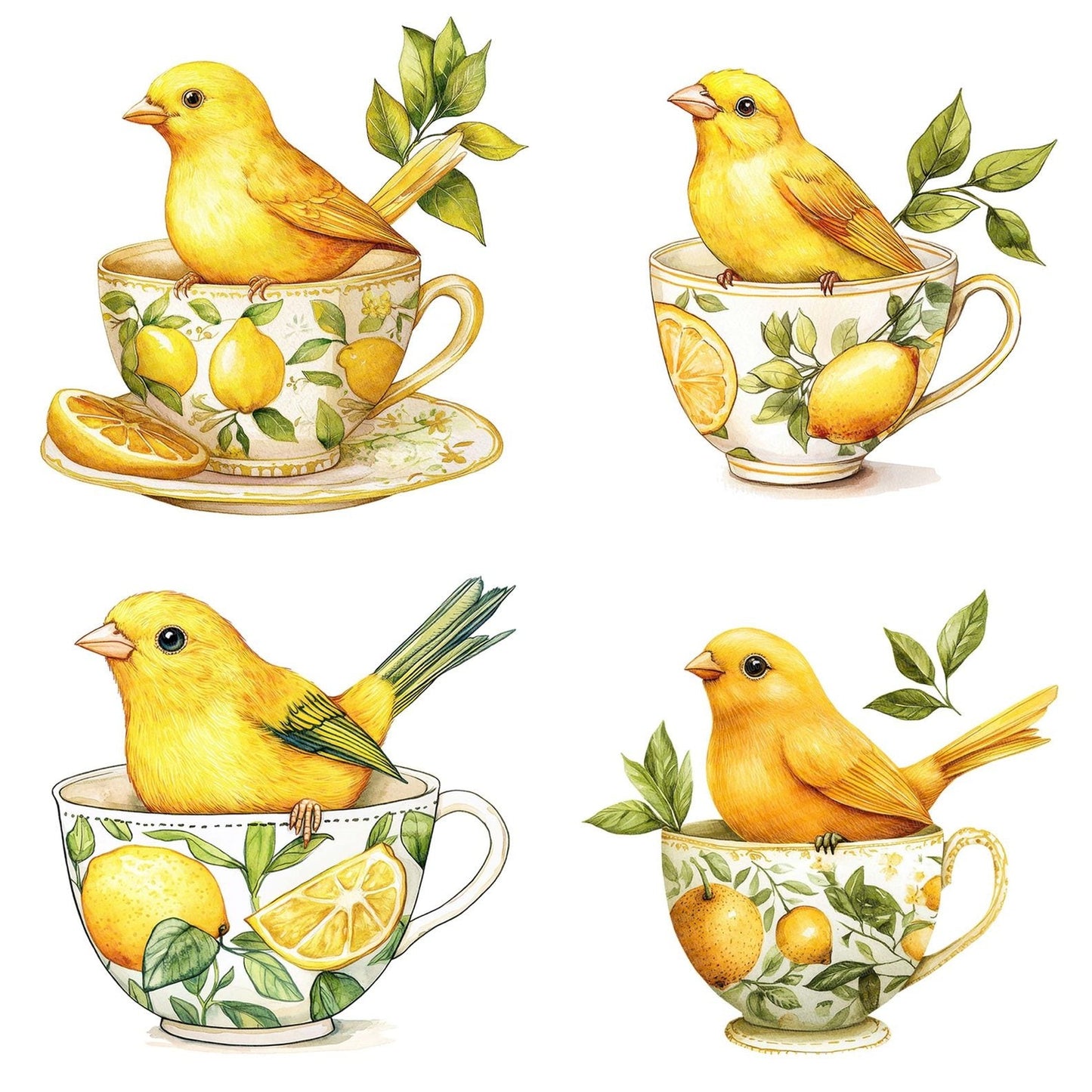 Canary in Lemon Teacup Clipart Set (DDD004794)