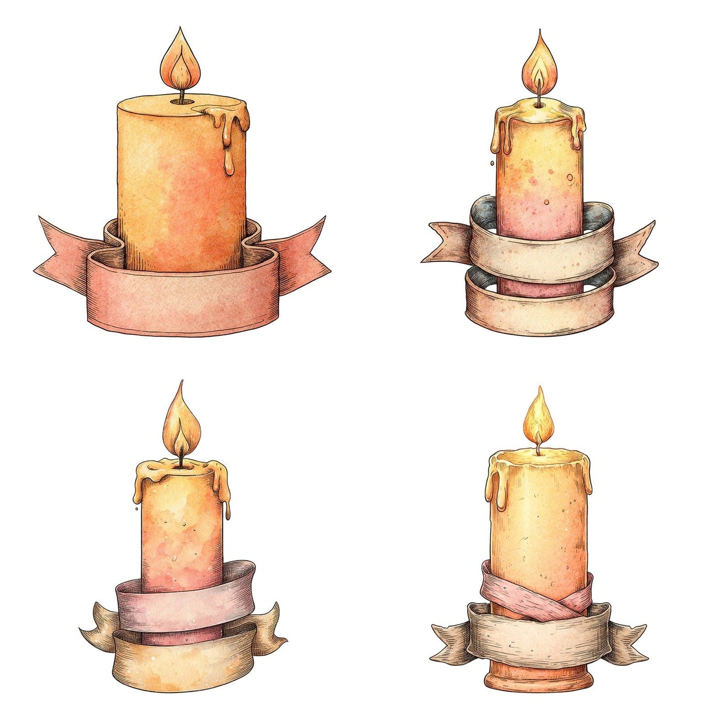 Candle Front Banner Clipart Set (DDD004796)