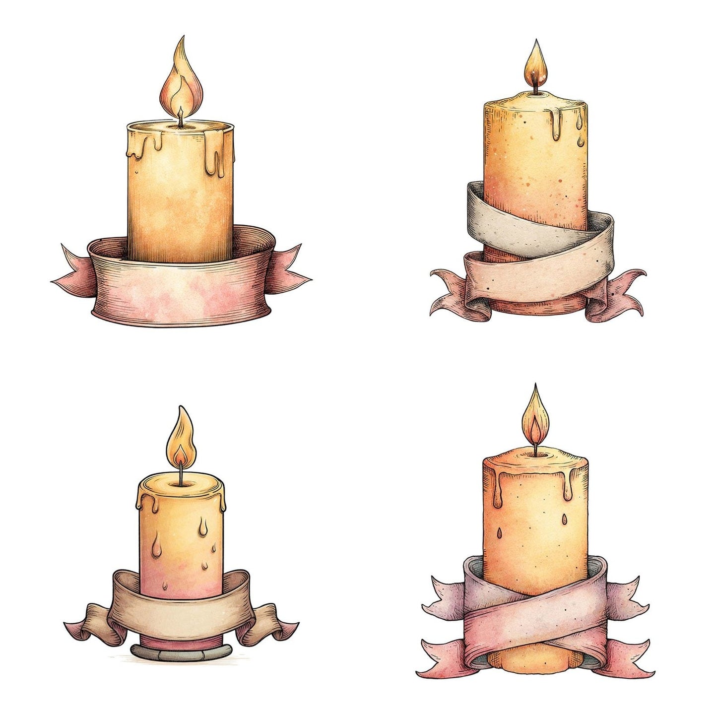 Candle Front Banner Clipart Set (DDD004796)