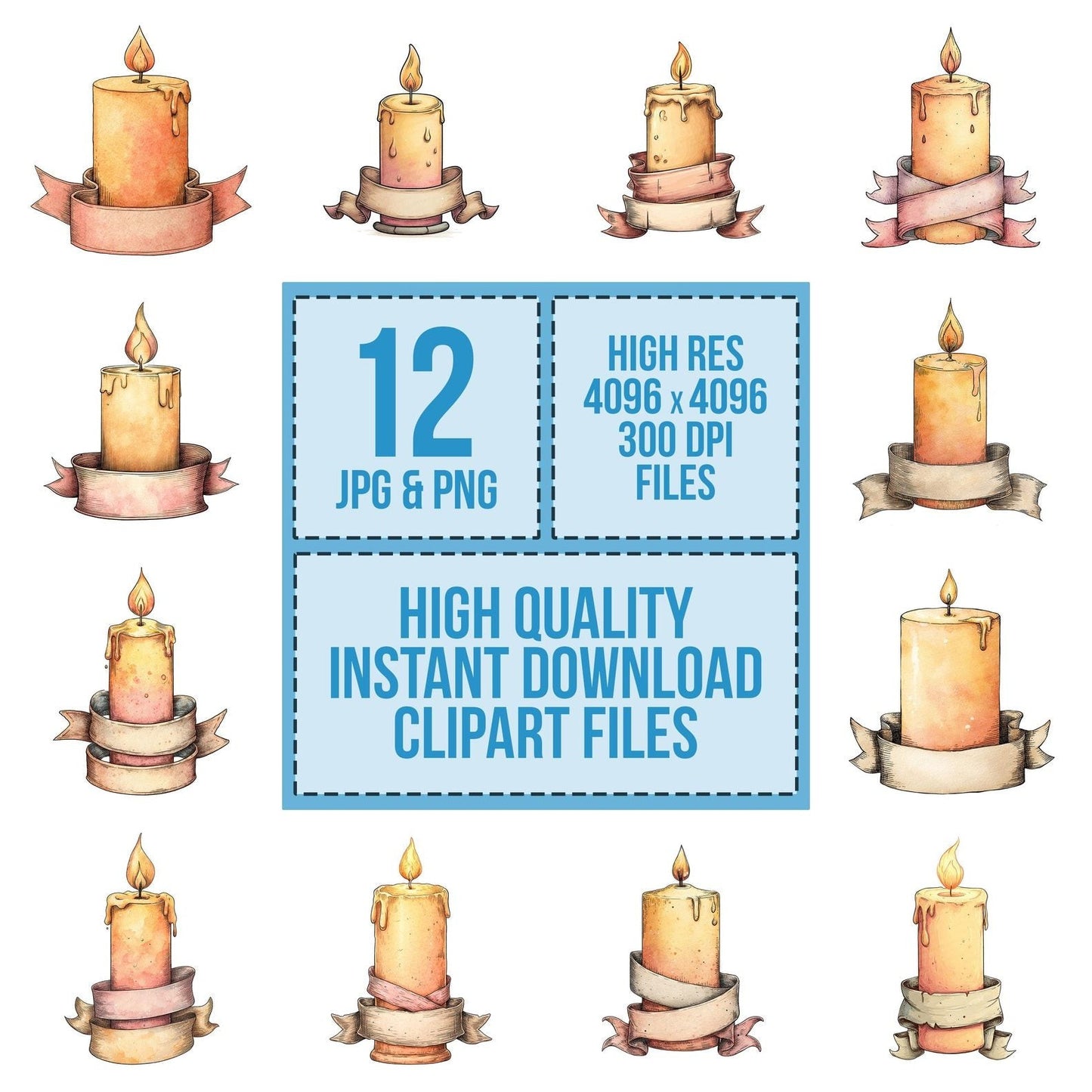 Candle Front Banner Clipart Set (DDD004796)