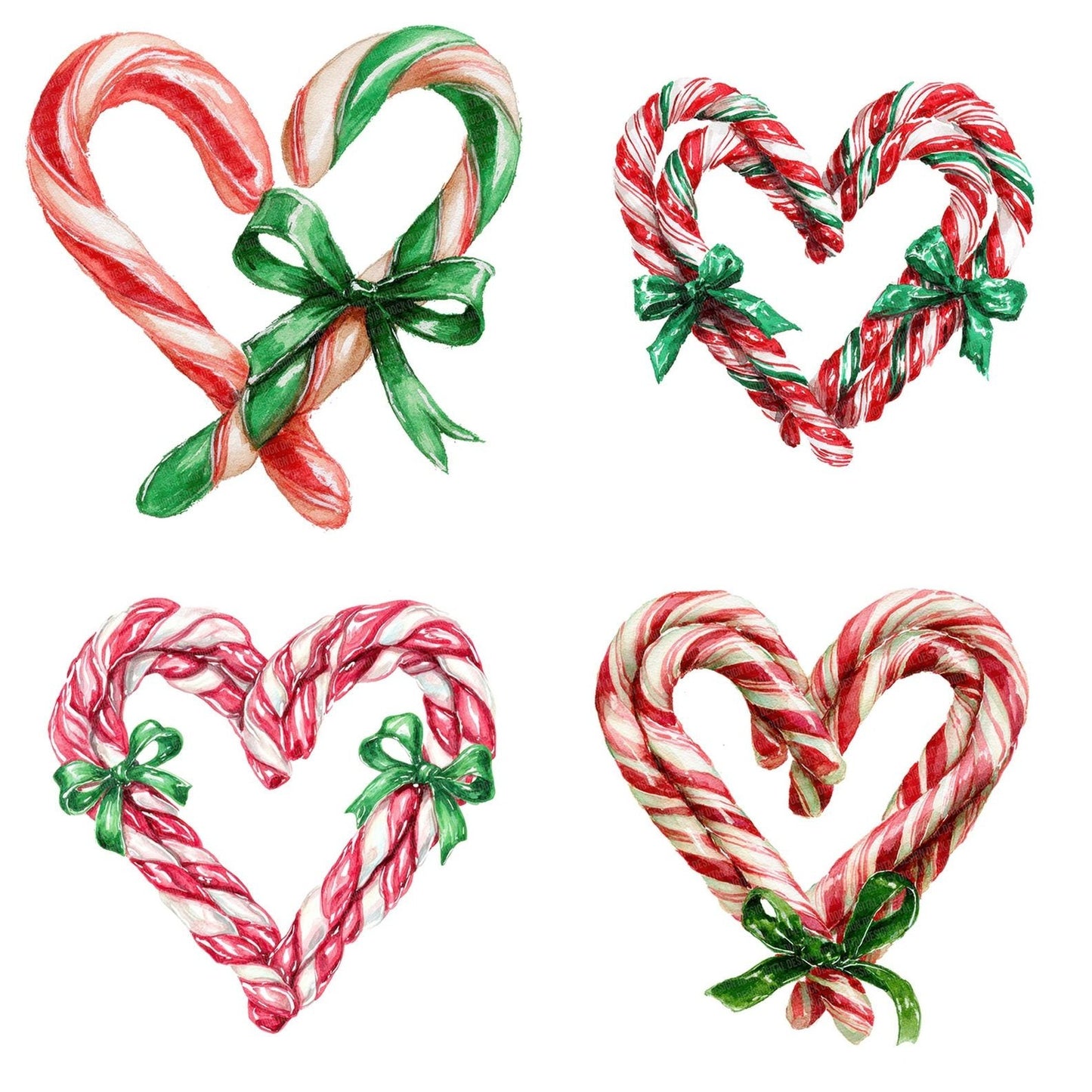 Candy Cane Christmas Heart Clipart Set (DDD004799)