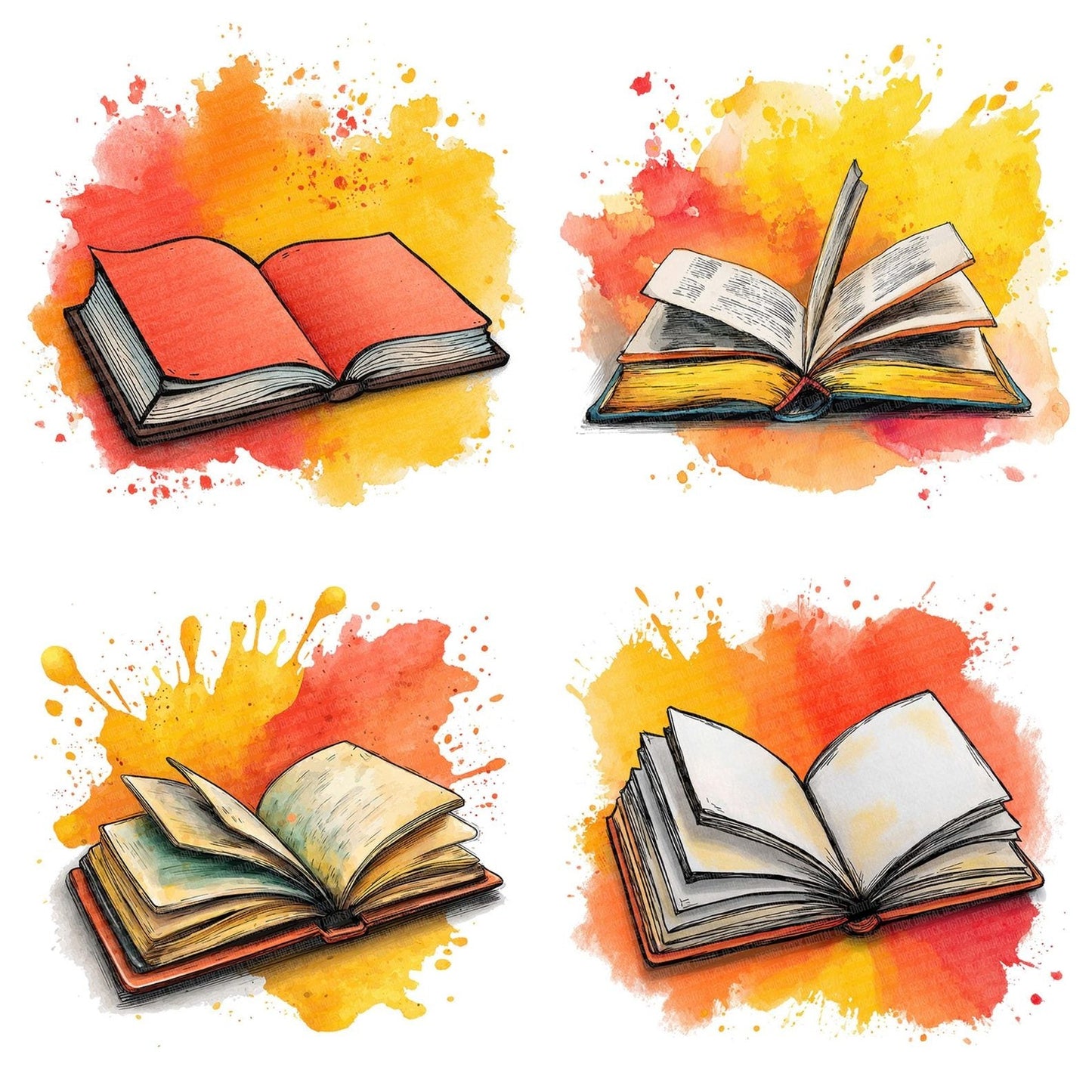 Cartoon Book Splash Clipart Set (DDD004804)