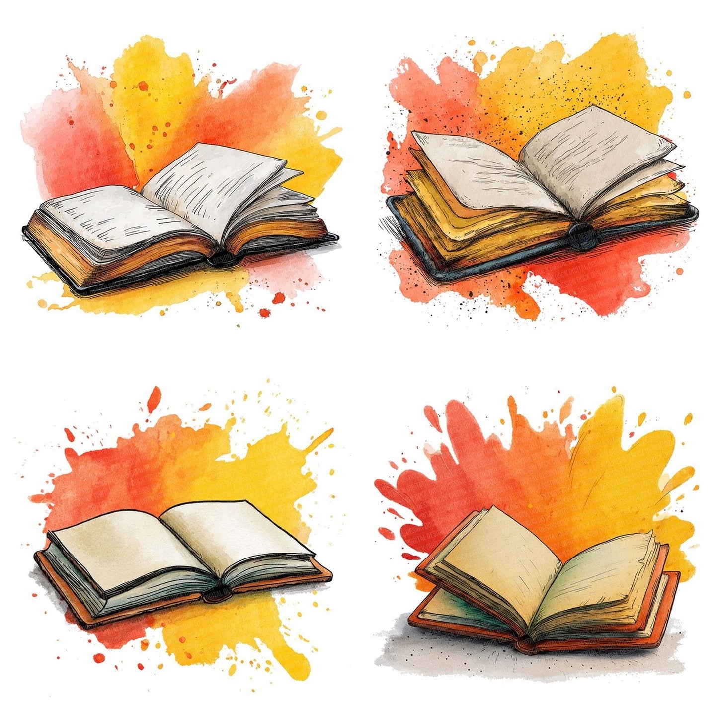 Cartoon Book Splash Clipart Set (DDD004804)