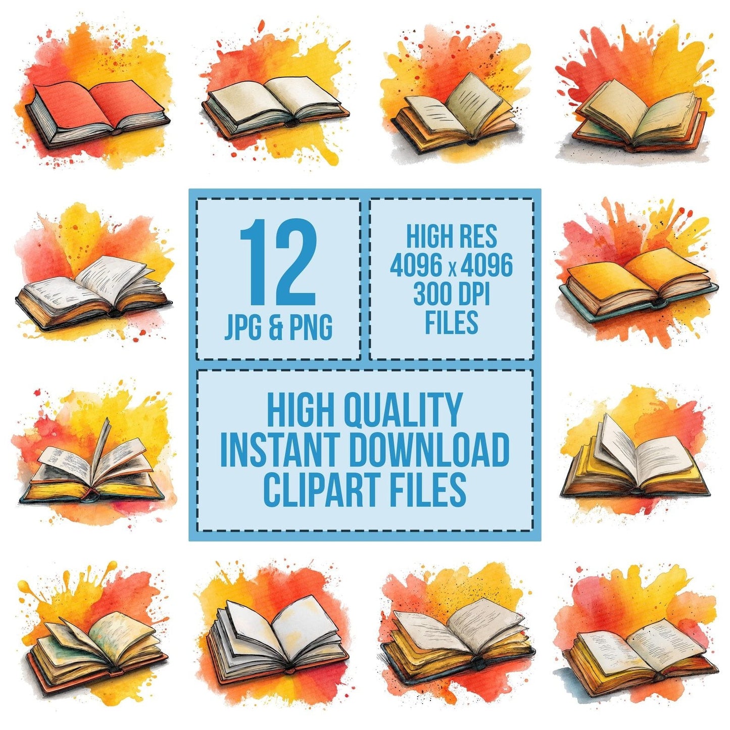 Cartoon Book Splash Clipart Set (DDD004804)