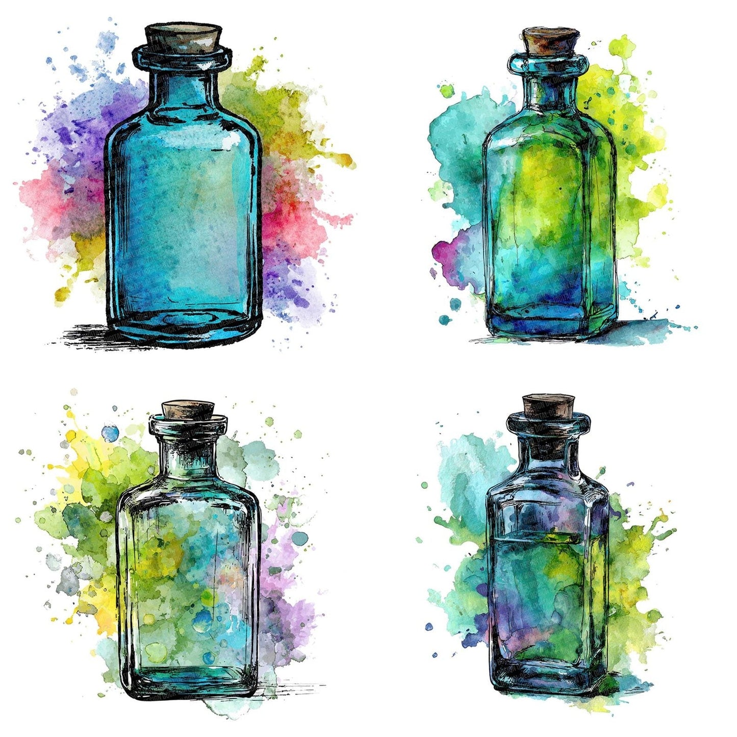 Cartoon Bottle Splash Clipart Set (DDD004805)