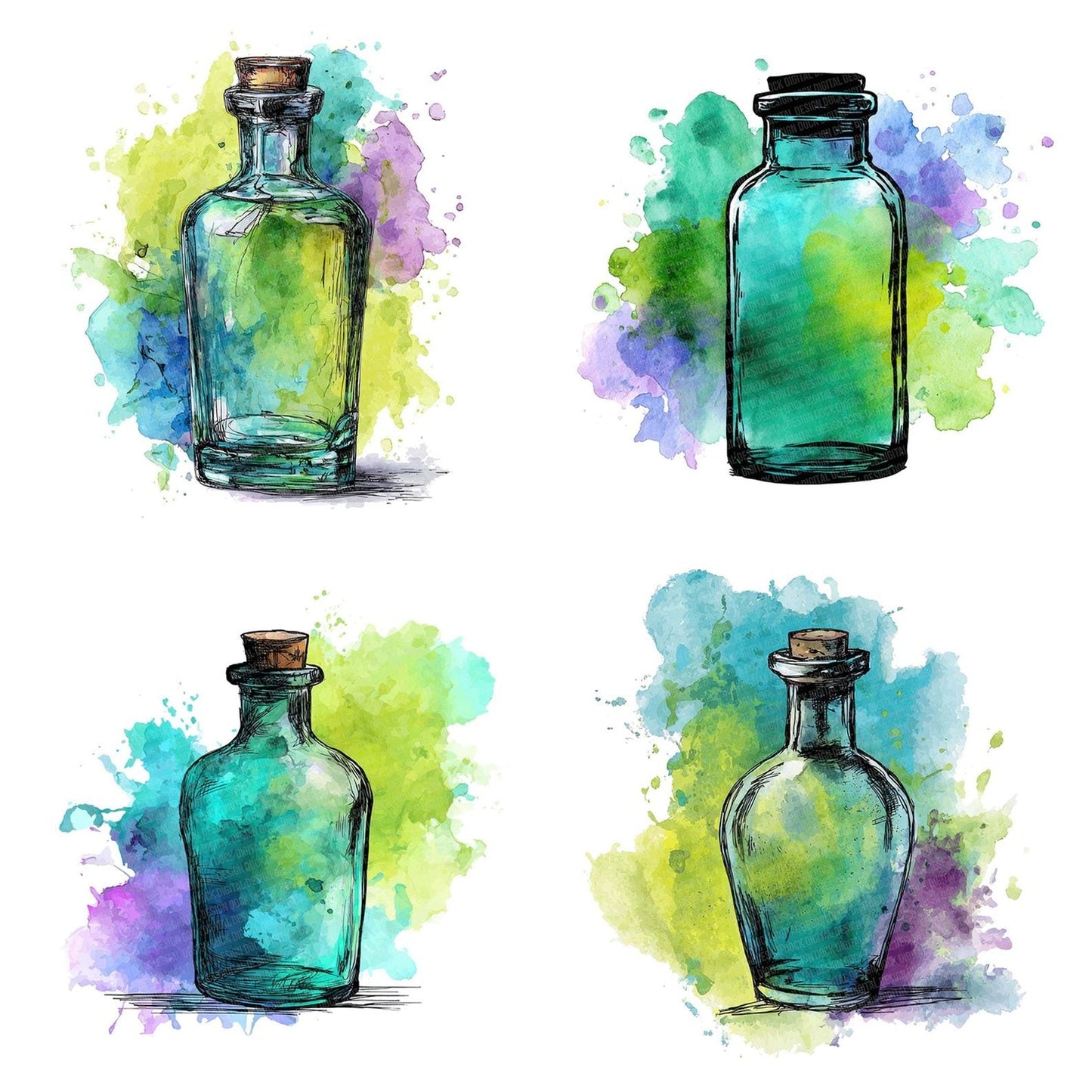 Cartoon Bottle Splash Clipart Set (DDD004805)