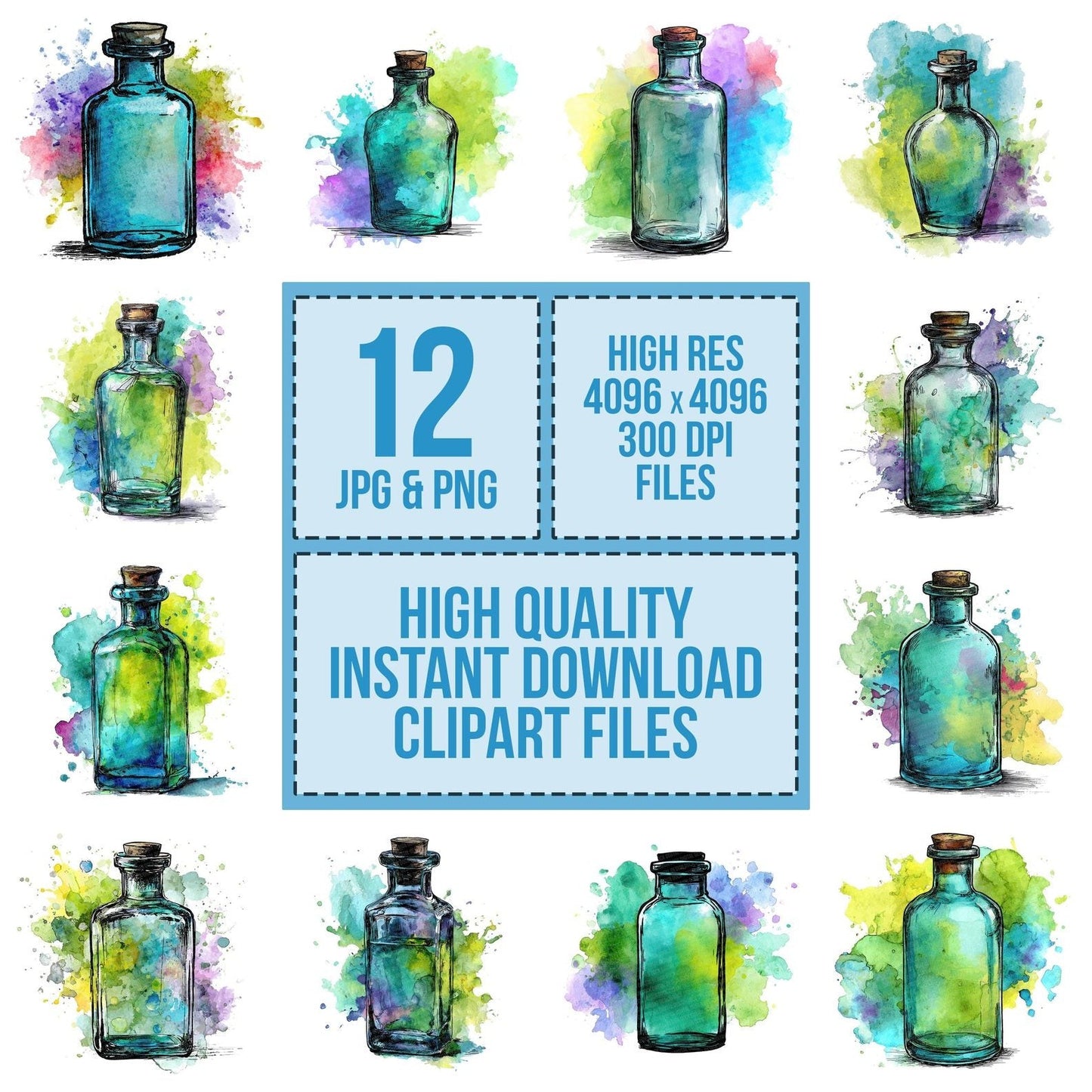 Cartoon Bottle Splash Clipart Set (DDD004805)