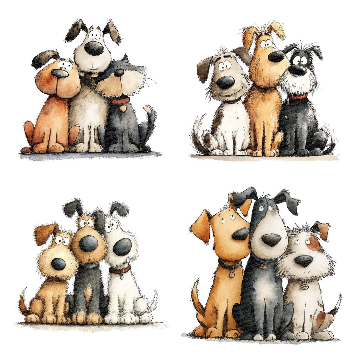 Cartoon Dog Friends Clipart Set (DDD004807)