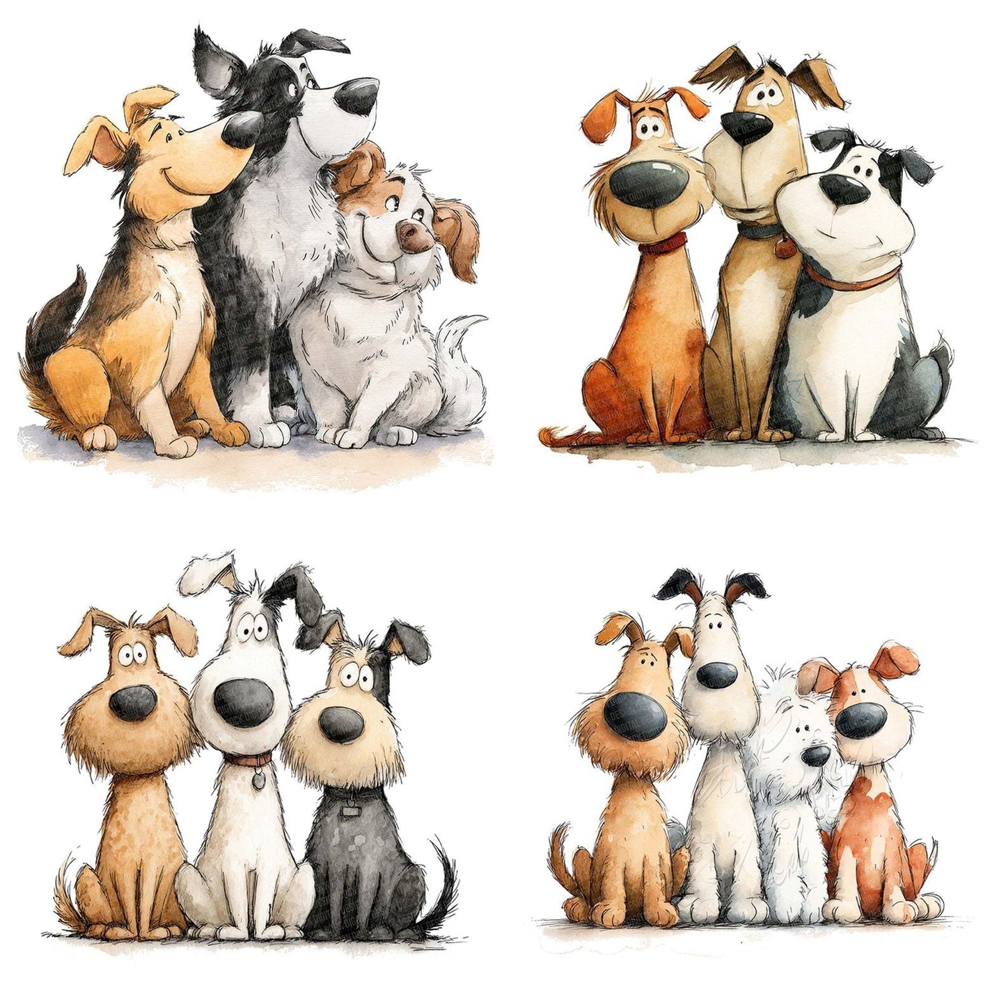 Cartoon Dog Friends Clipart Set (DDD004807)