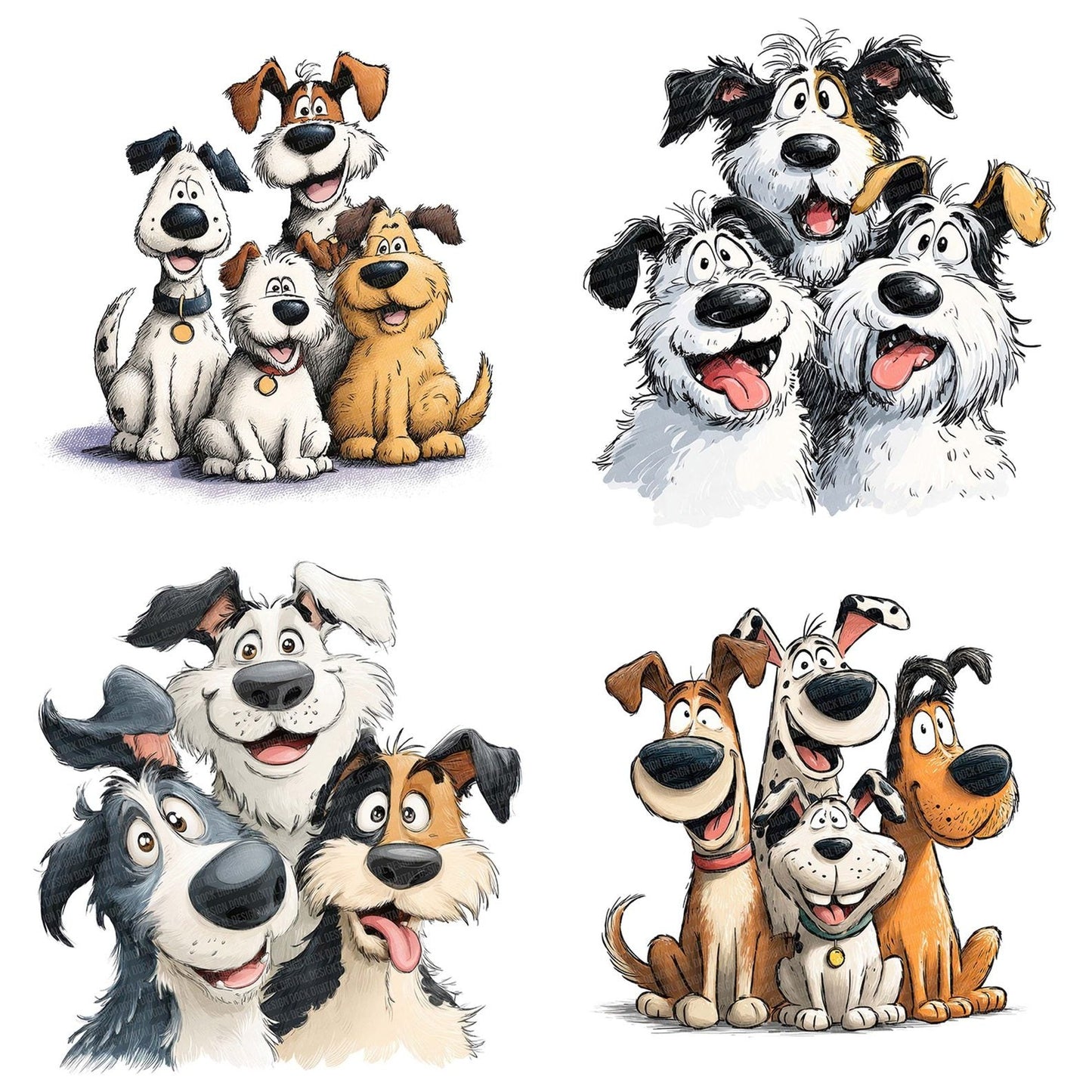 Cartoon Dog Pals Portrait Clipart Set (DDD004809)