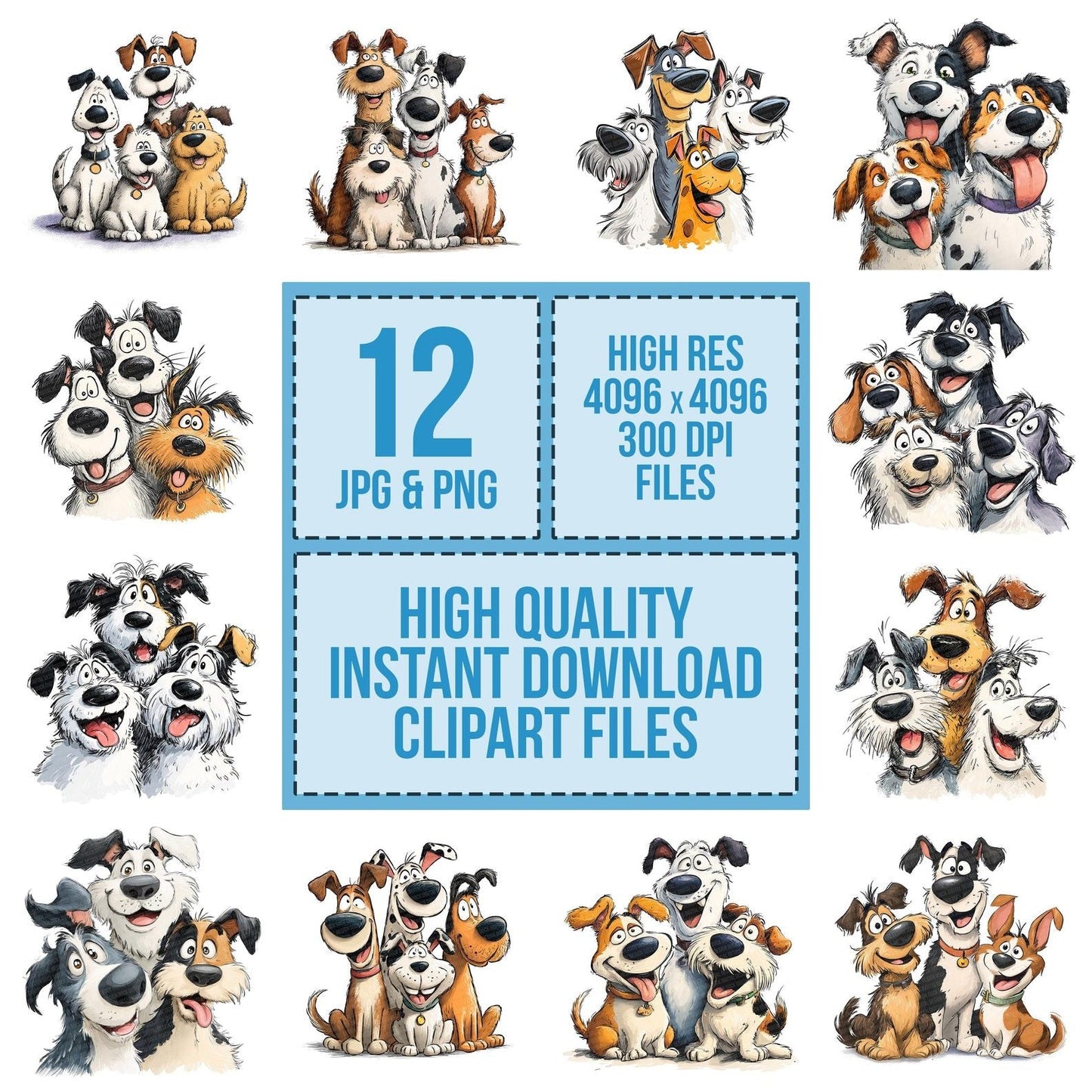 Cartoon Dog Pals Portrait Clipart Set (DDD004809)