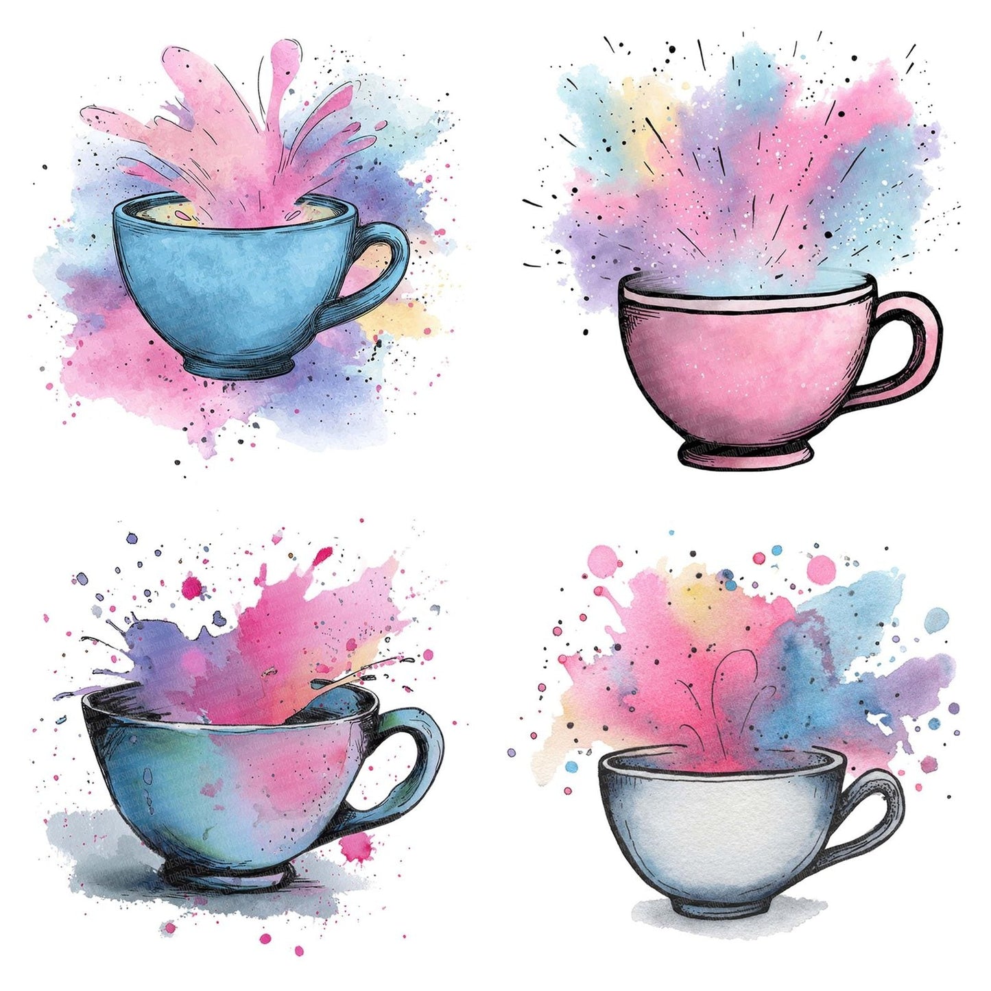 Cartoon Teacup Splash Clipart Set (DDD004818)