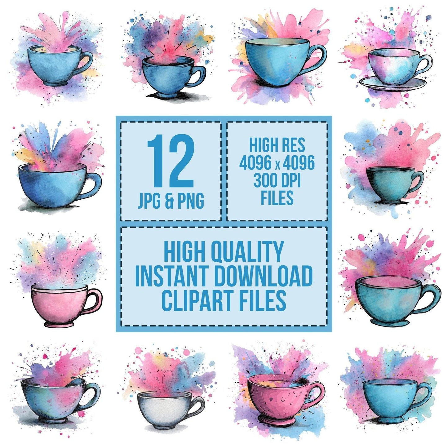 Cartoon Teacup Splash Clipart Set (DDD004818)