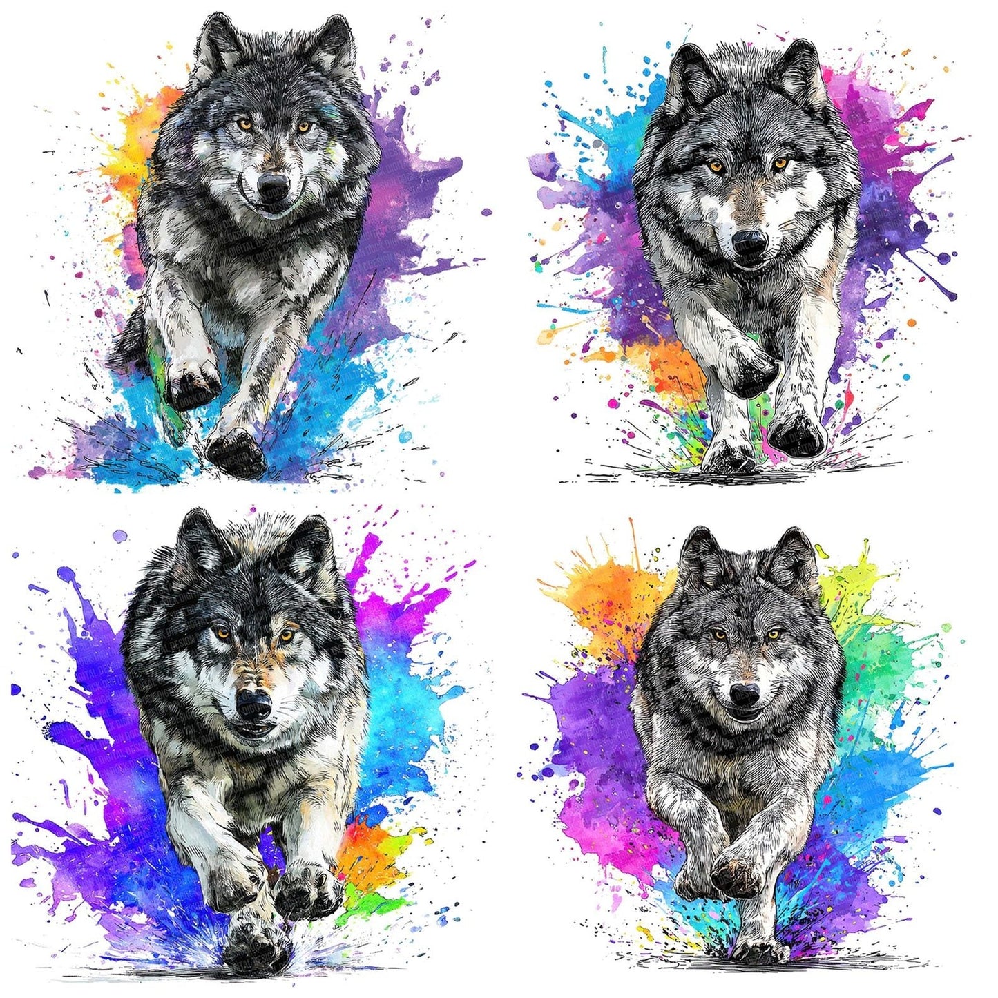 Cartoon Wolf Charge Clipart Set (DDD004820)