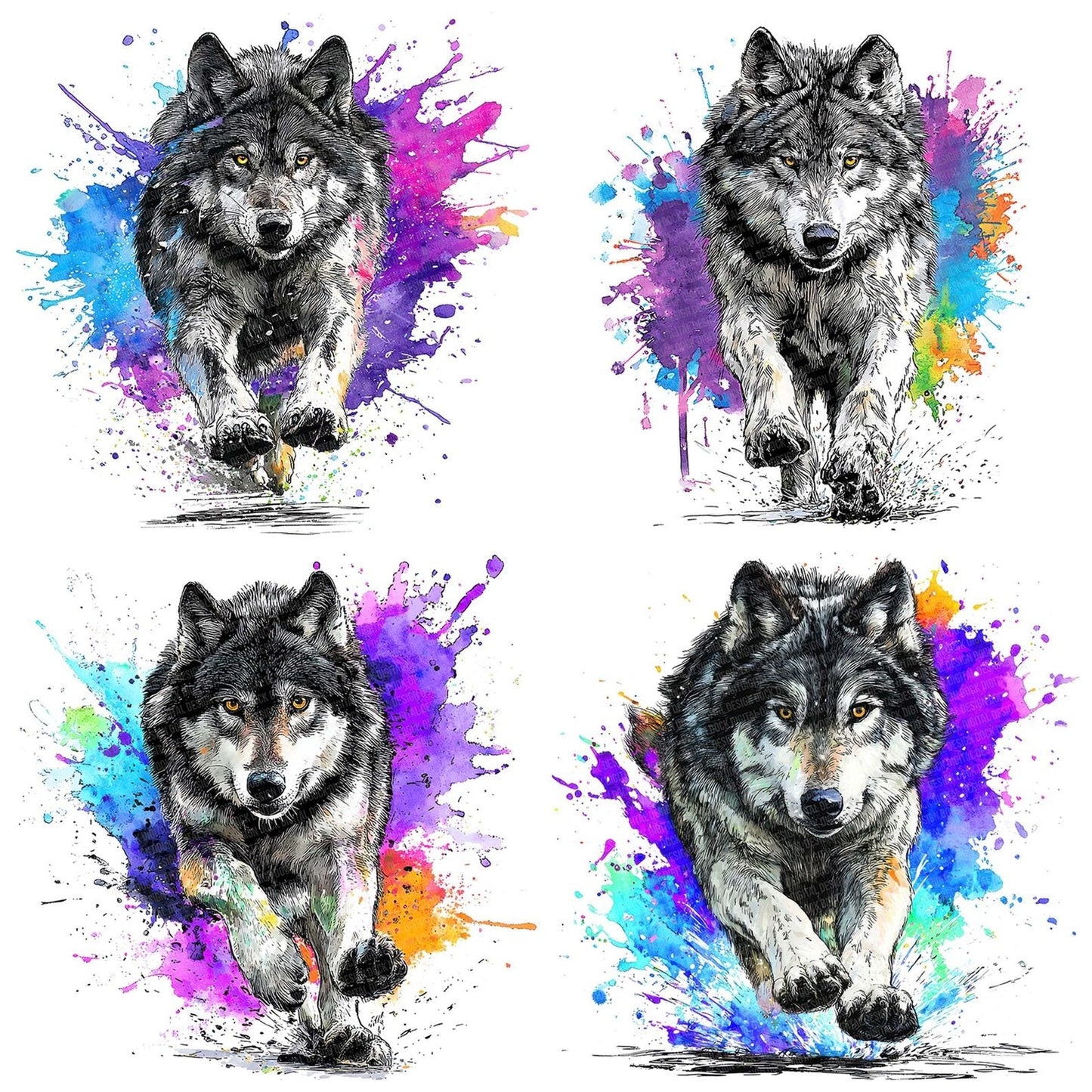 Cartoon Wolf Charge Clipart Set (DDD004820)