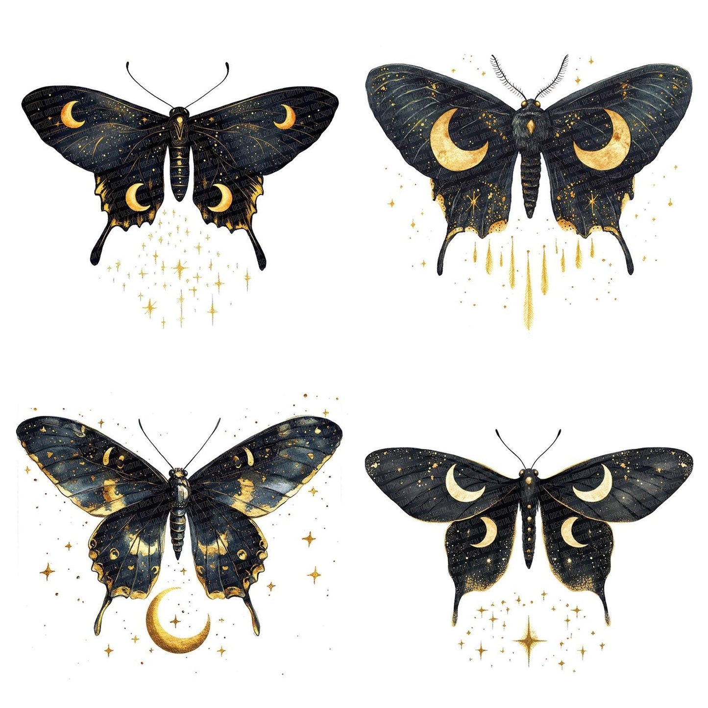 Celestial Moth with Stardust Clipart Set (DDD004826)