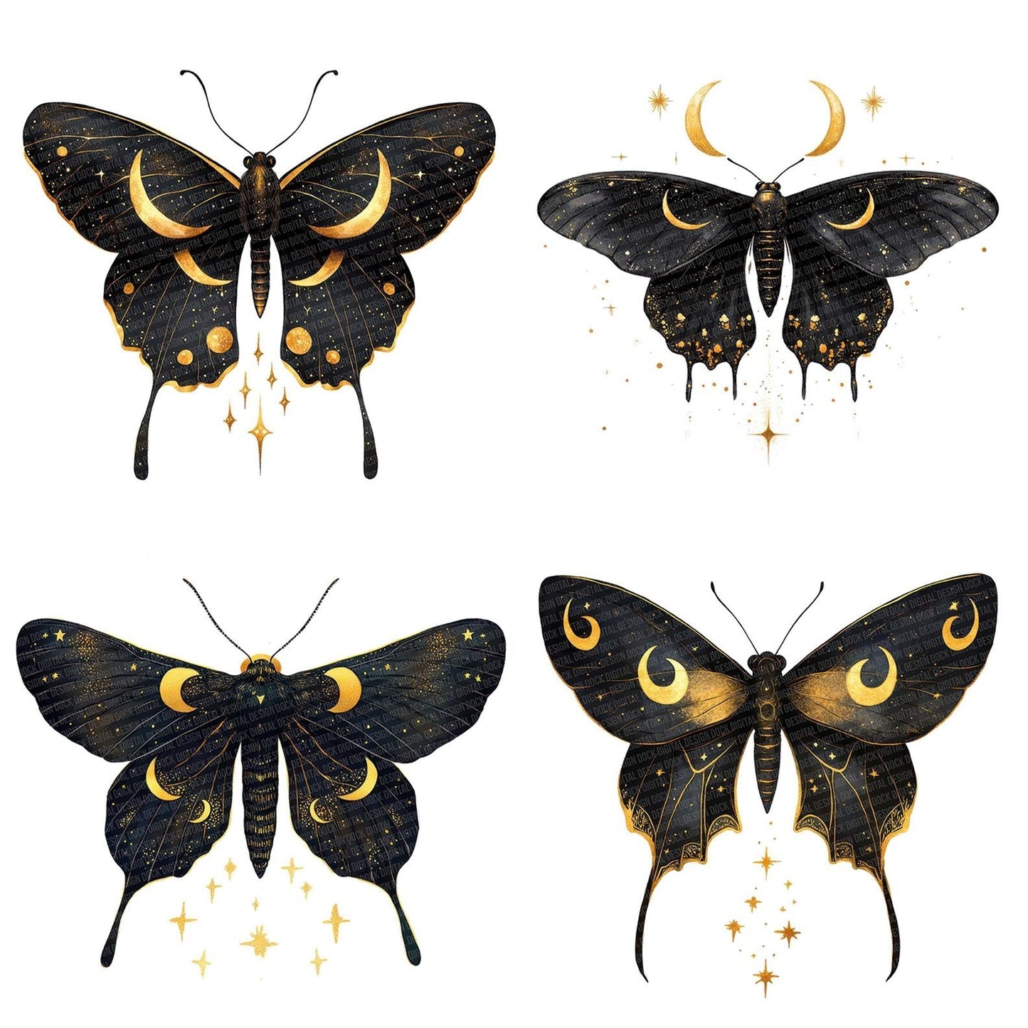 Celestial Moth with Stardust Clipart Set (DDD004826)