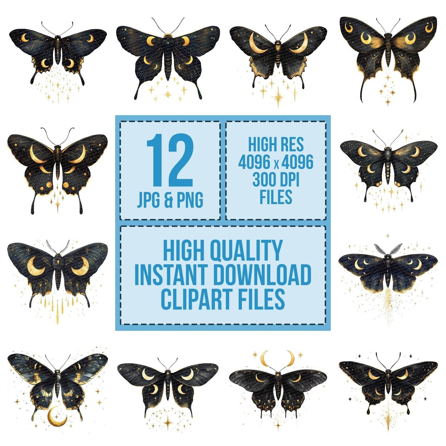 Celestial Moth with Stardust Clipart Set (DDD004826)