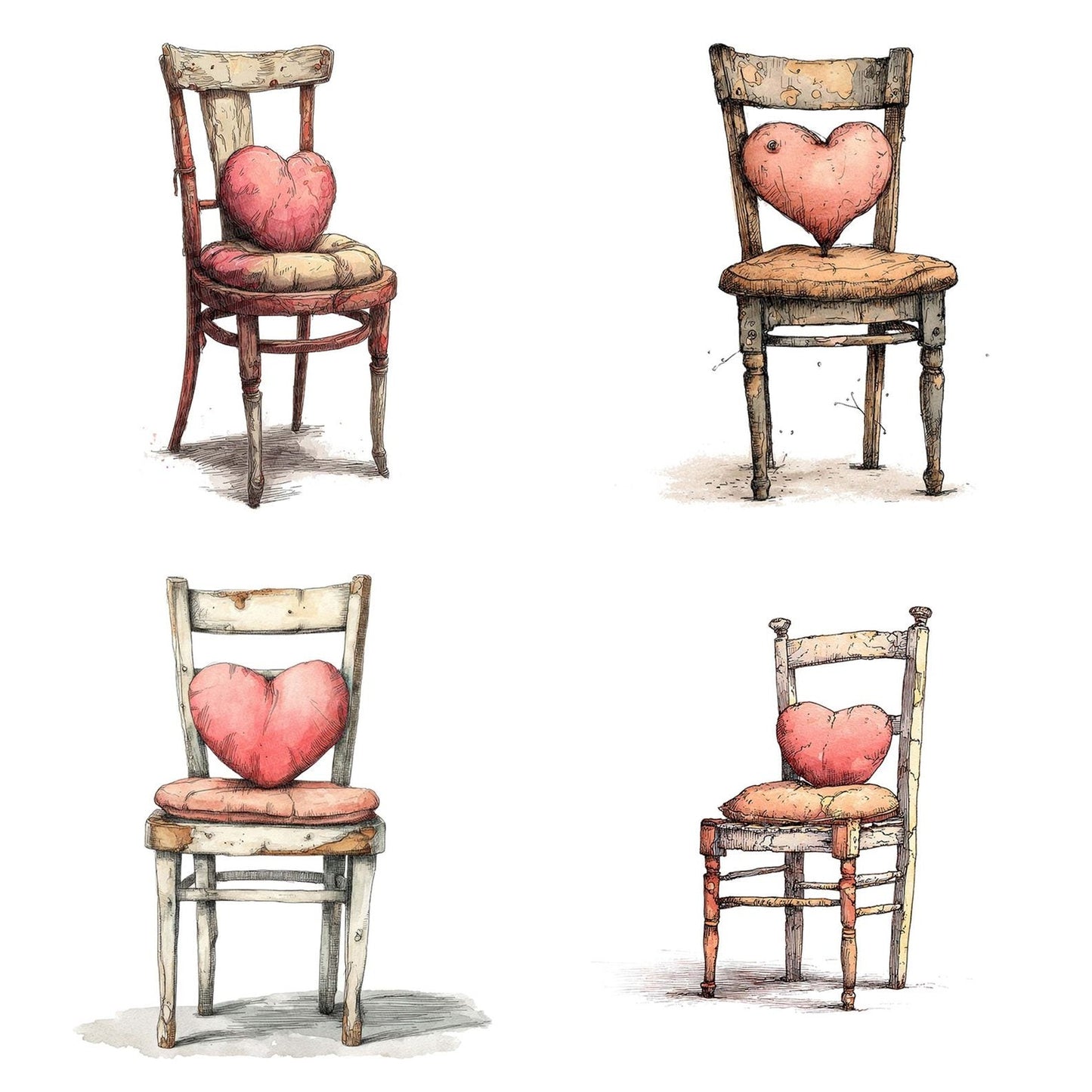 Chair With Heart Cushion Clipart Set (DDD004831)