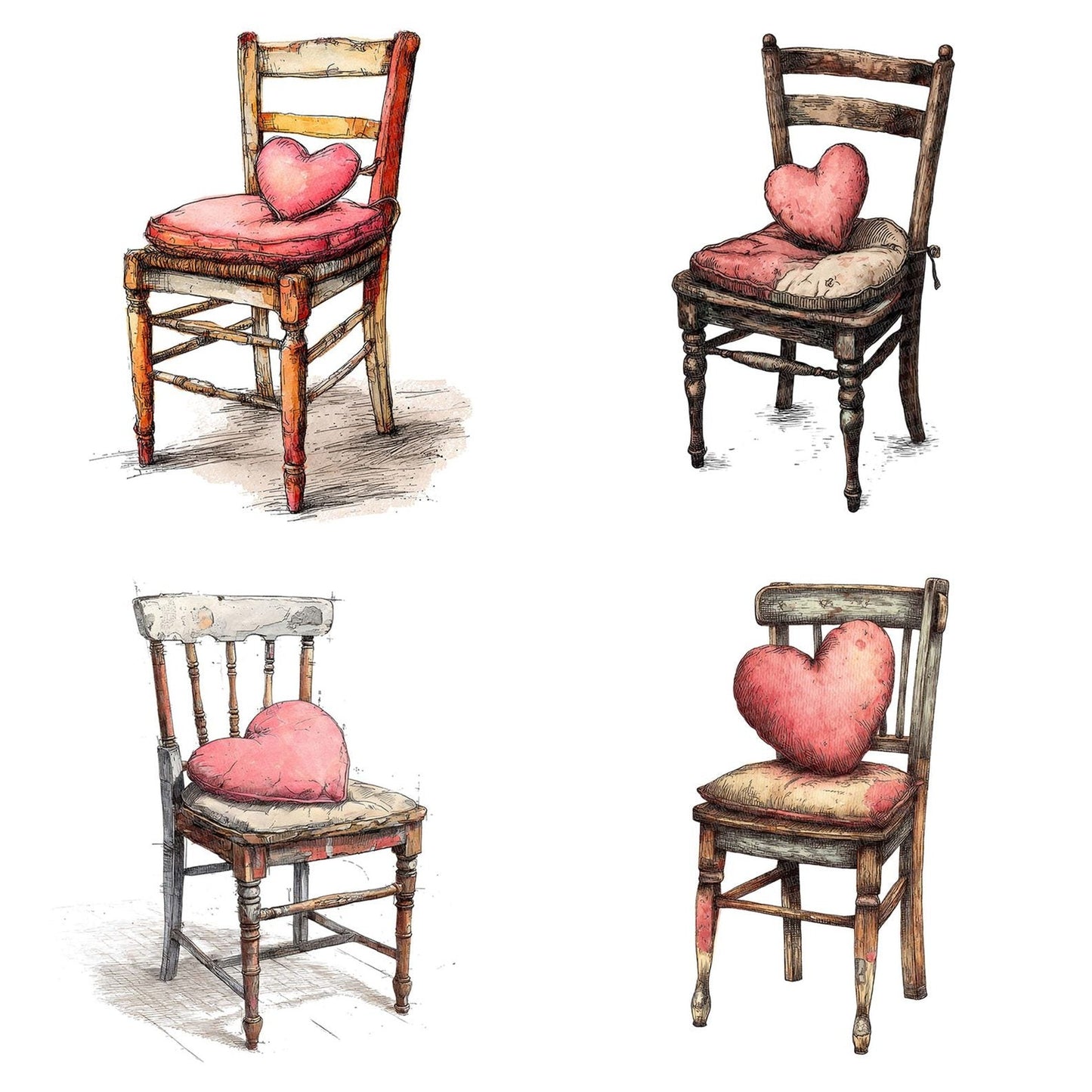 Chair With Heart Cushion Clipart Set (DDD004831)