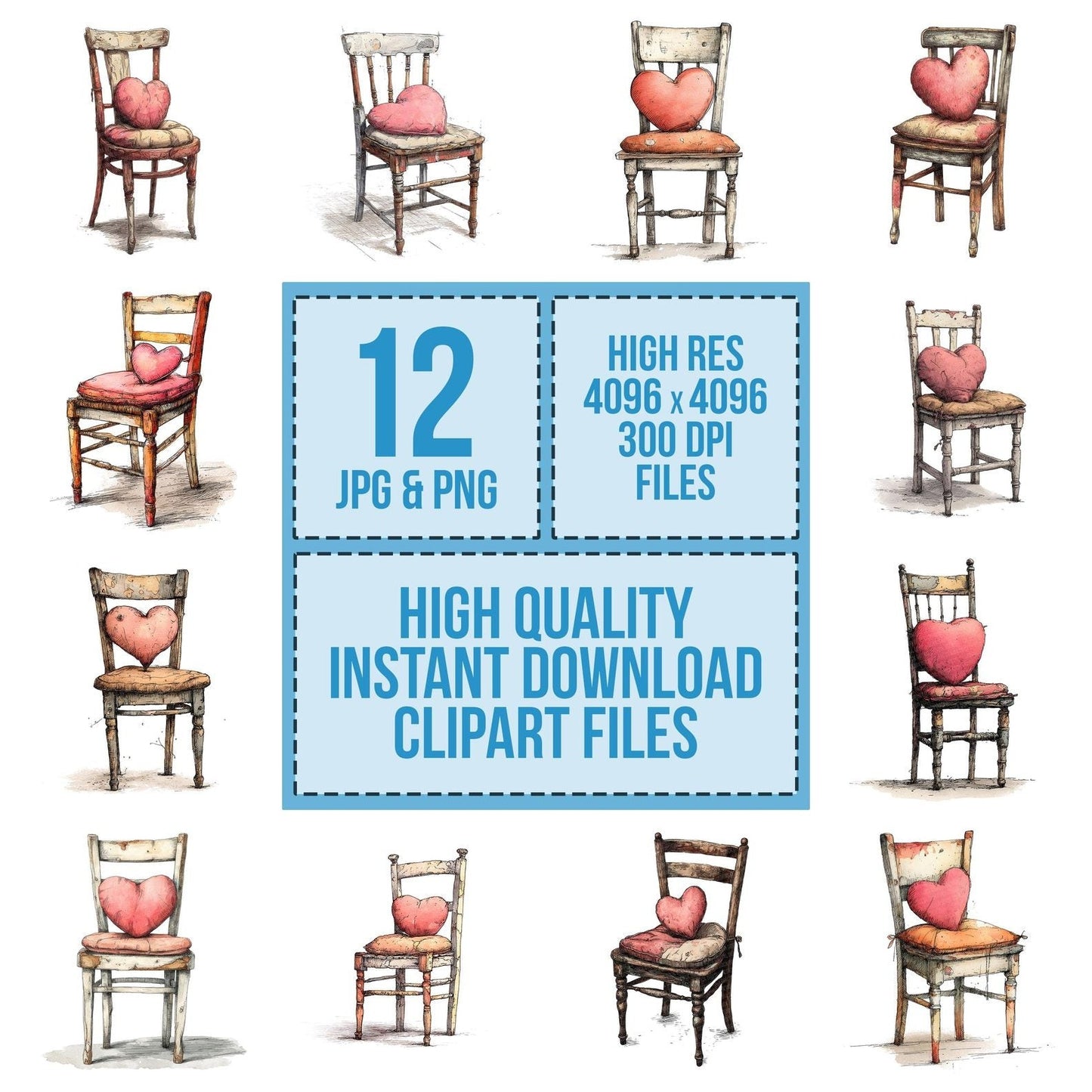 Chair With Heart Cushion Clipart Set (DDD004831)