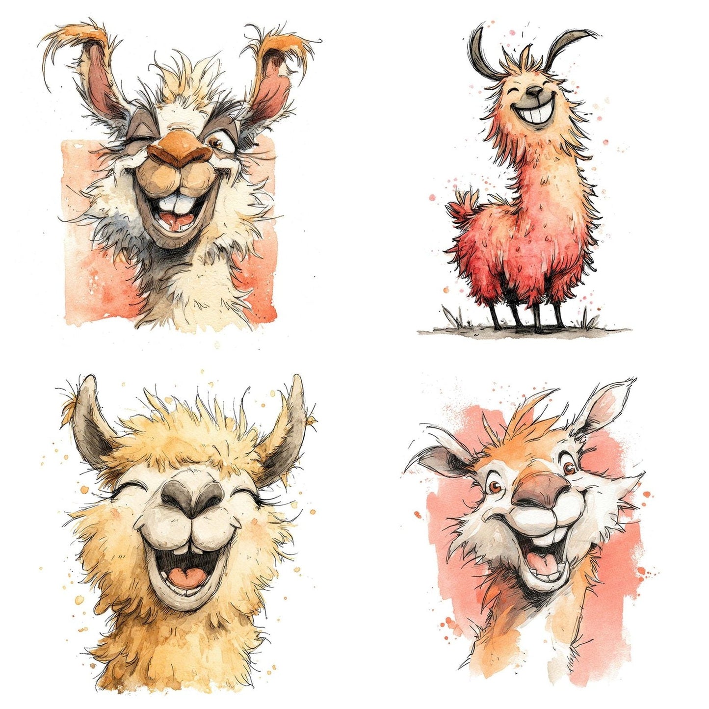 Cheerful Llama Character Clipart Set (DDD004838)