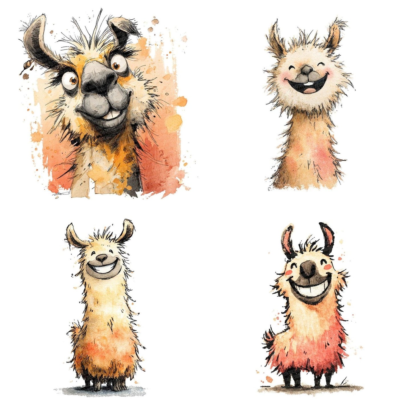 Cheerful Llama Character Clipart Set (DDD004838)