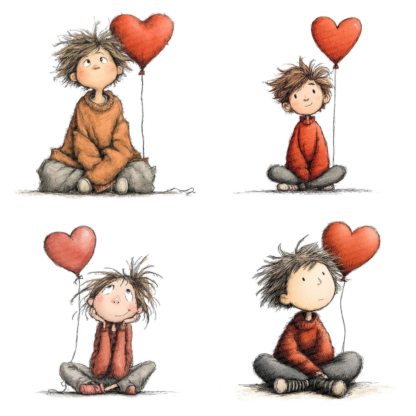Child Heart Balloon Clipart Set (DDD004846)