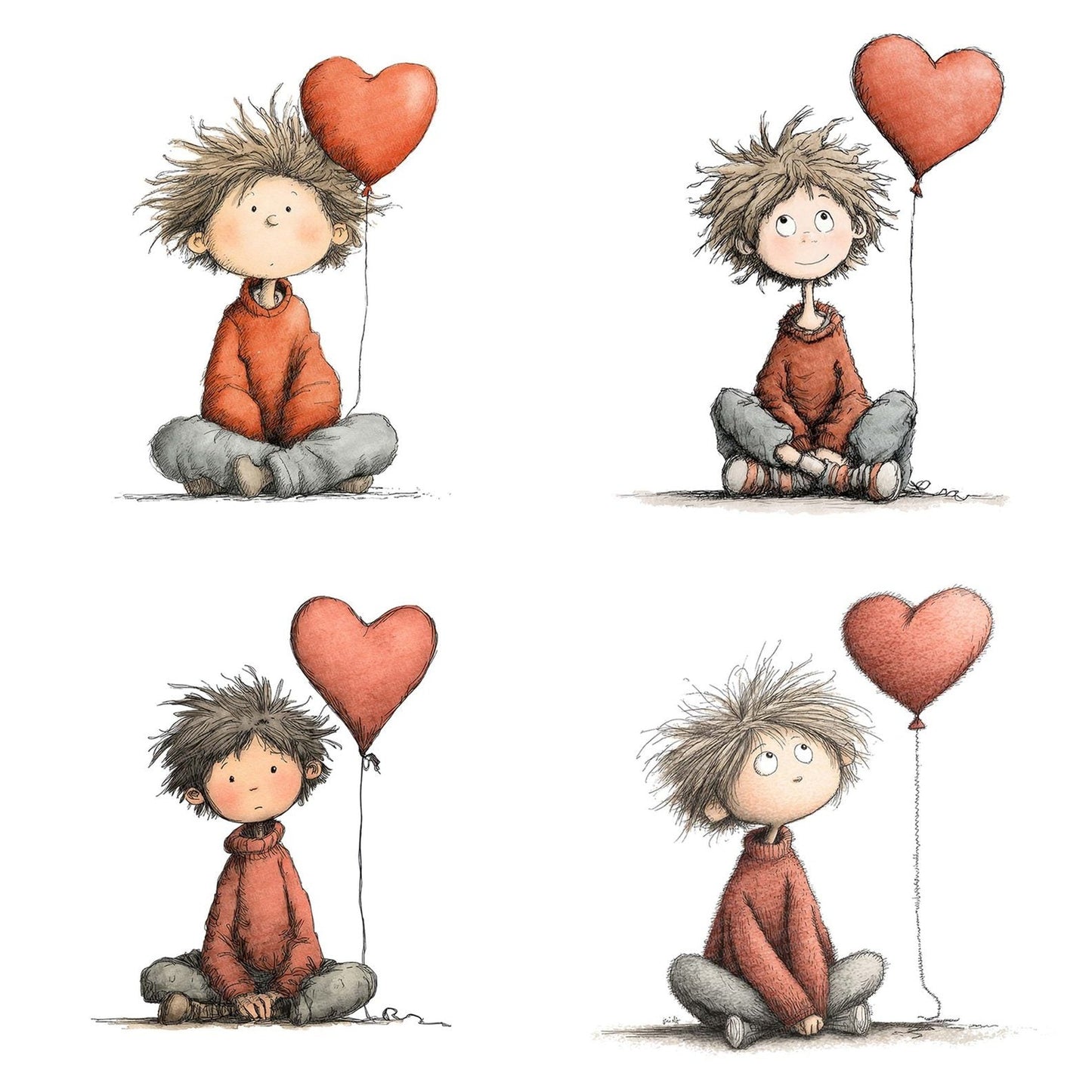 Child Heart Balloon Clipart Set (DDD004846)