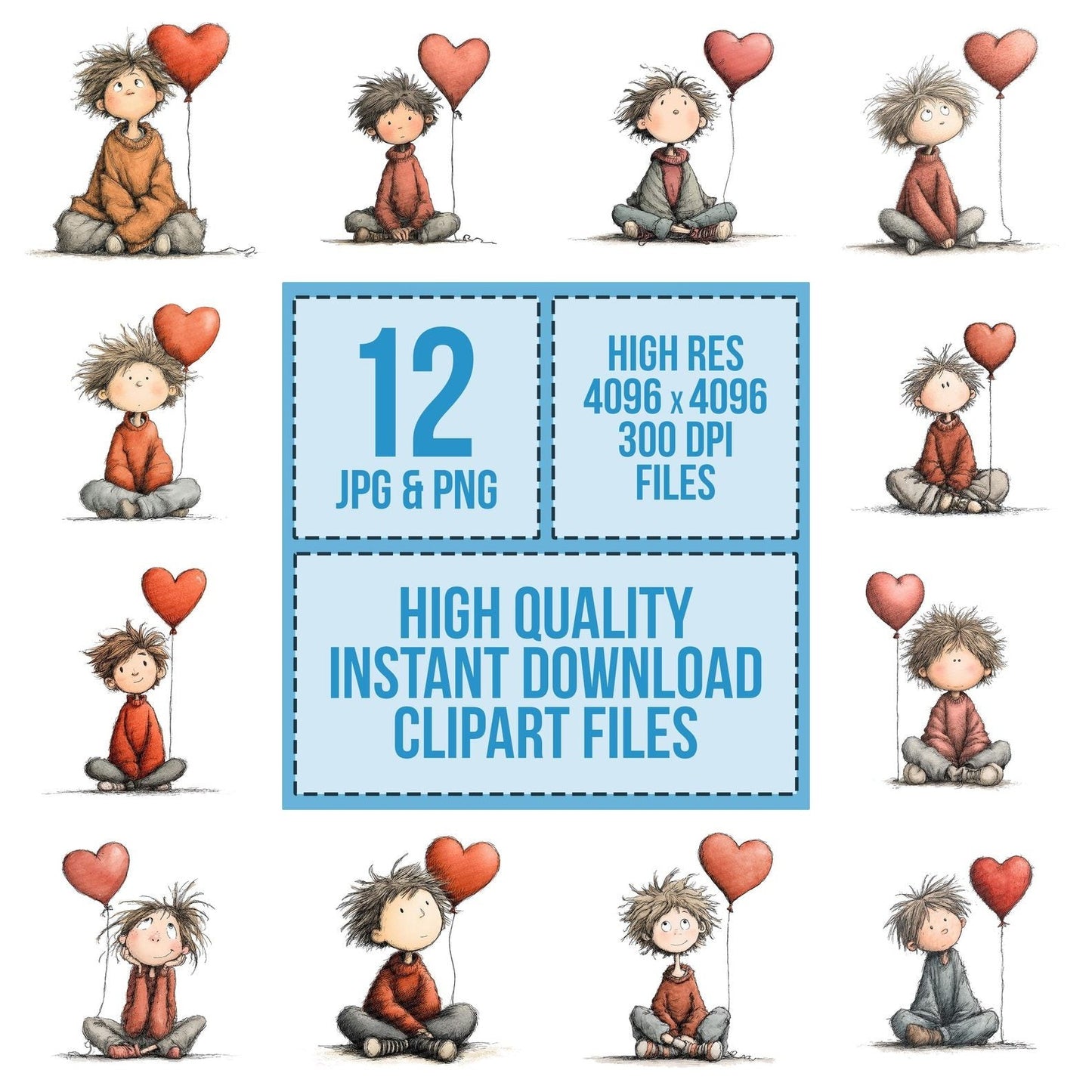 Child Heart Balloon Clipart Set (DDD004846)