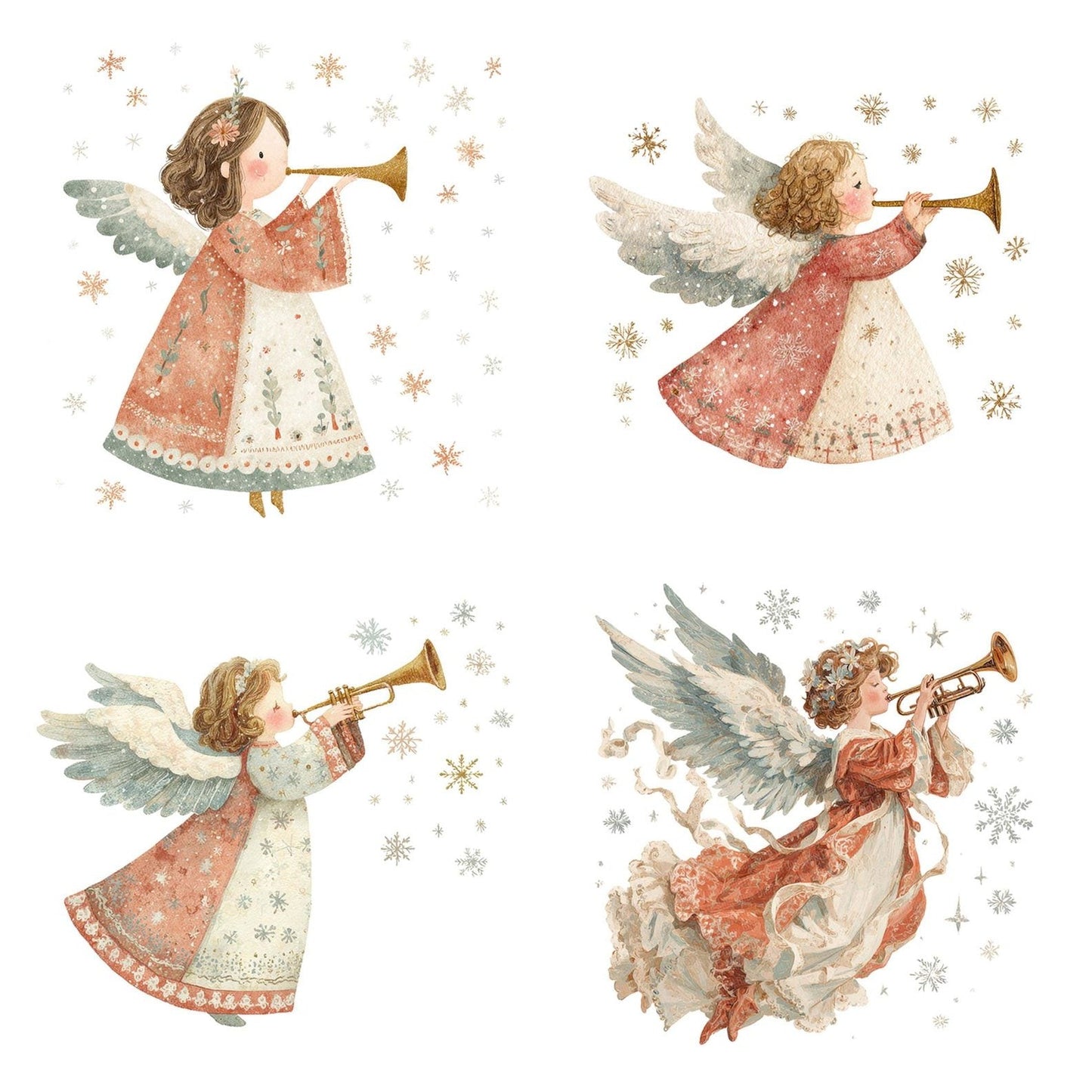 Christmas Angel with Trumpet Clipart Set (DDD004856)