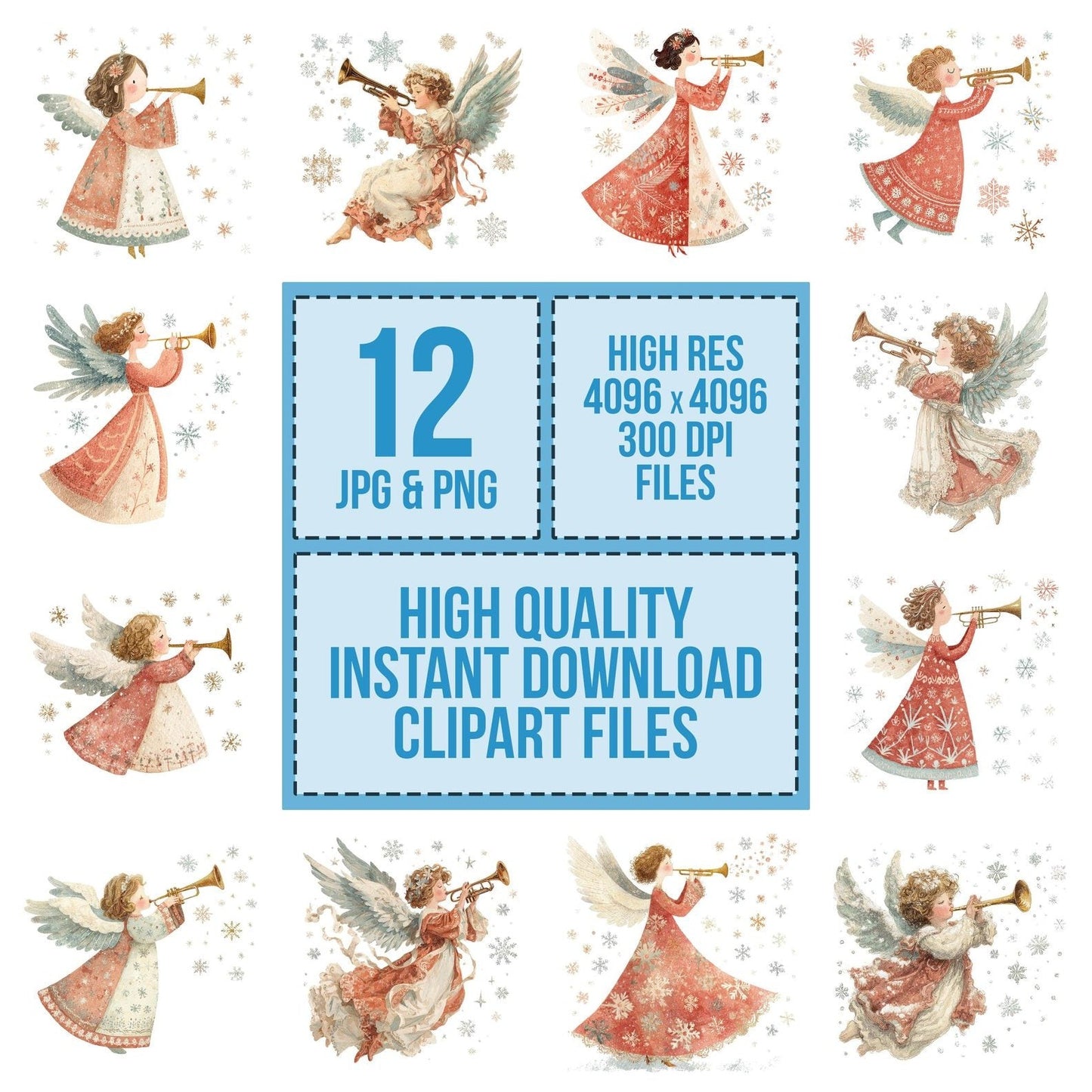 Christmas Angel with Trumpet Clipart Set (DDD004856)