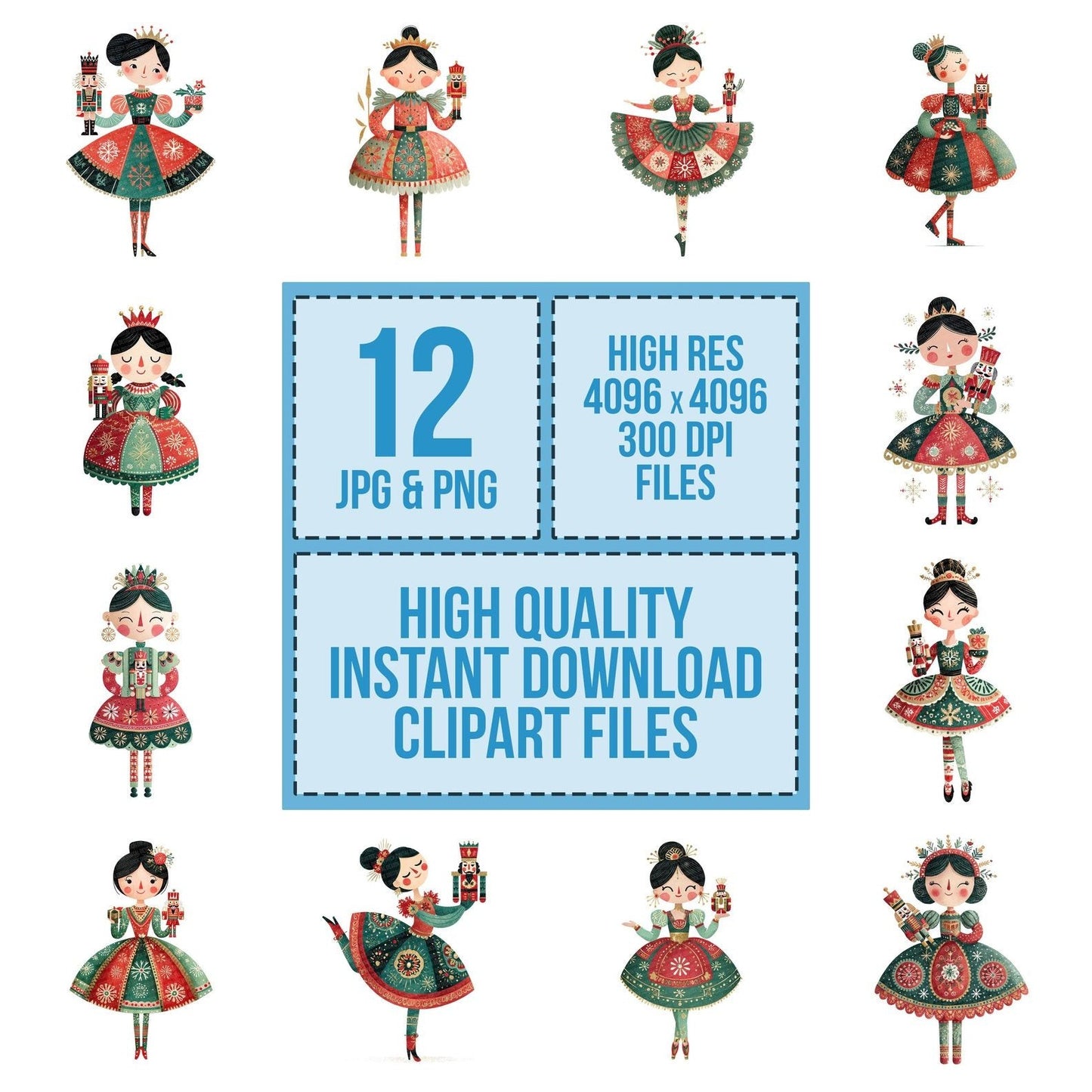 Christmas Ballerina with Nutcracker Clipart Set (DDD004857)
